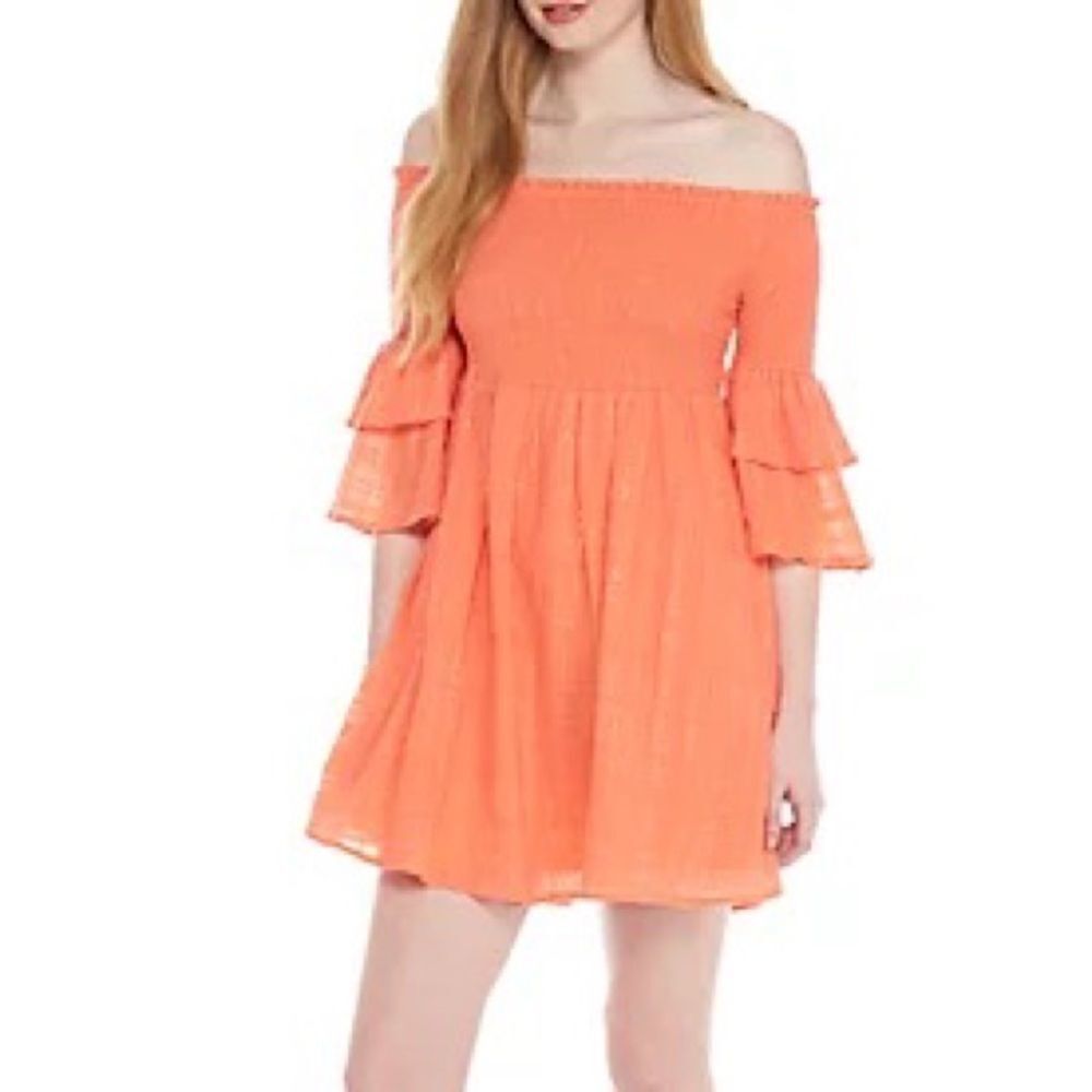 Wonderly Tiered Sleeve Off-the-Shoulder Dress‎